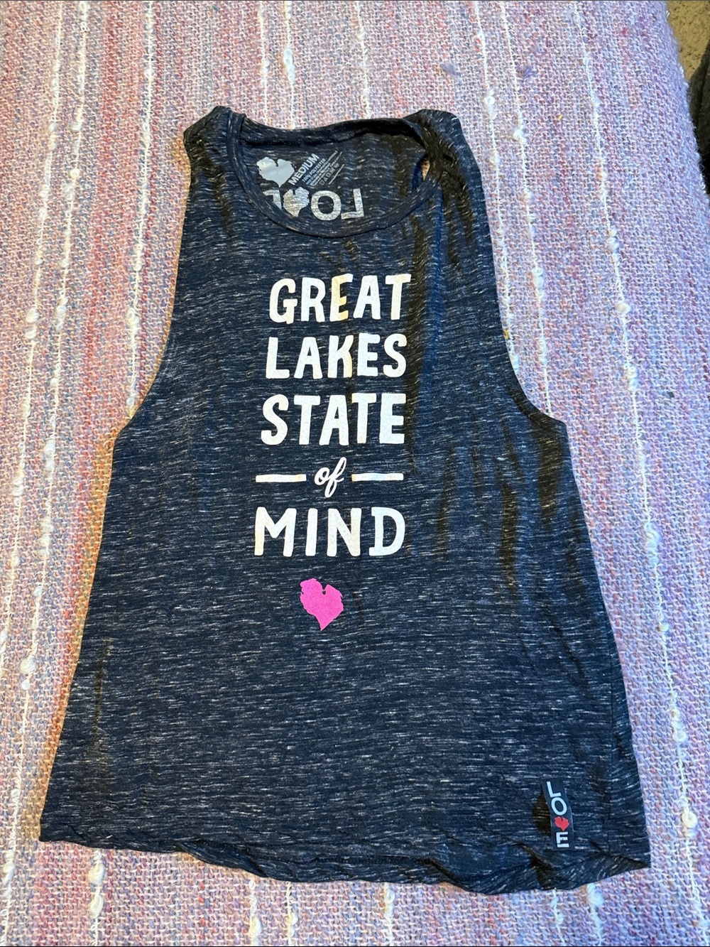 M22 Love Brand Charcoal Heather Tee with pink Heart Accent